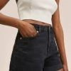 Mango MOM - Jeans Shorts - Black Denim | Damen