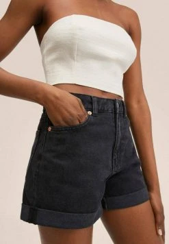 Mango MOM - Jeans Shorts - Black Denim | Damen