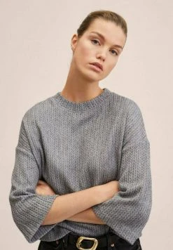 Mango VEGA - Strickpullover - Medium Heather Grey | Damen -Mango Populaire Boutique 15046fae87764ecbae0730dbd3ffdbec