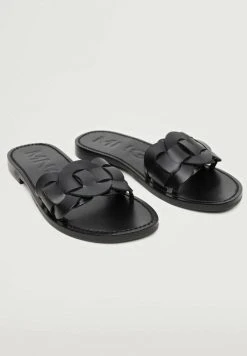 Mango RIVER - Pantolette Flach - Black | Damen -Mango Populaire Boutique 1dec5e4b287542deaef95f37a6b73693