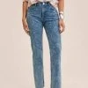 Mango PAISLEY - Jeans Straight Leg - Bleu Moyen | Damen