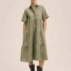 Mango MOKORO-L - Blusenkleid - Kaki | Damen -Mango Populaire Boutique 281feb873f67435a86f1c33448ab2bc0