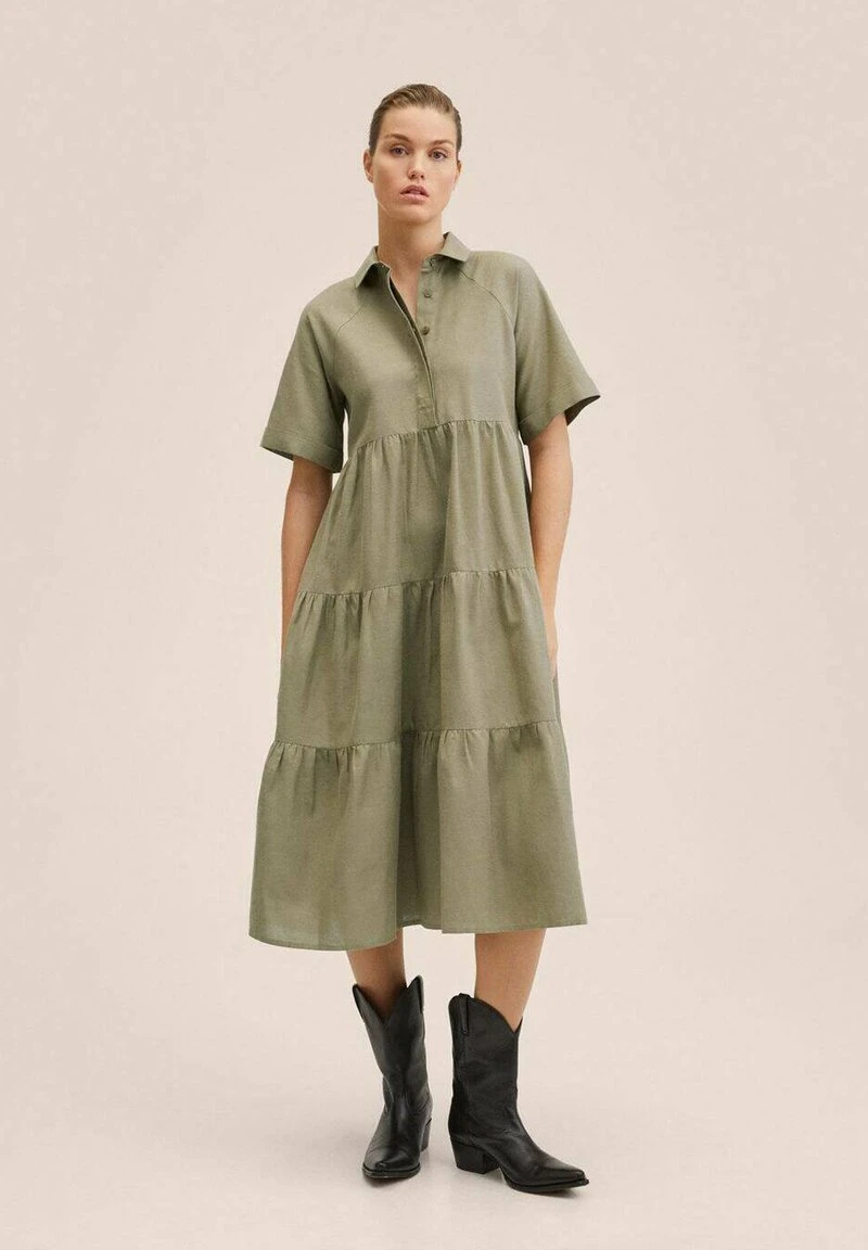 Mango MOKORO-L - Blusenkleid - Kaki | Damen 3 Mango MOKORO-L - Blusenkleid - Kaki | Damen