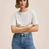Mango T-Shirt Print - Grijs | Damen