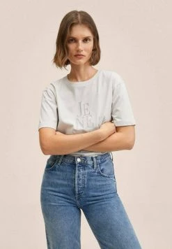 Mango T-Shirt Print - Grijs | Damen