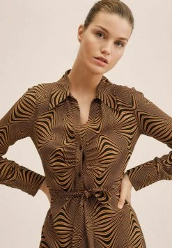 Mango LEONA - Blusenkleid - Ocre | Damen -Mango Populaire Boutique 45fb229900f145d08b54856719ea3161