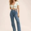 Mango CUTOUT - Jeans Straight Leg - Bleu Moyen | Damen