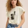 Mango Damen PSGCHEMO - T-Shirt Print - Vanille