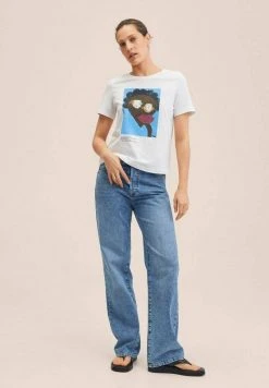 Mango T-Shirt Print - Gebroken Wit | Damen