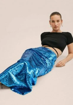 Mango MARIONA-A - Maxirock - Blue | Damen -Mango Populaire Boutique 5f1a520a7fbc471aa51d05f87a7180af