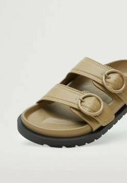 Mango ROUND - Pantolette Flach - Khaki | Damen -Mango Populaire Boutique 6250a094eb524f65bff04f797aaa09f3