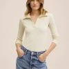 Mango Poloshirt - Ecru | Damen -Mango Populaire Boutique 74ef20b0aec54da1be6edc7f4df713ba