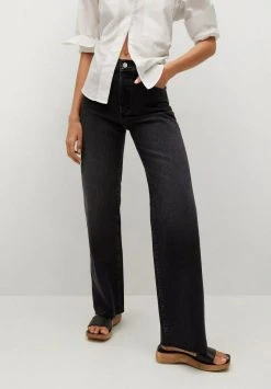 Mango Damen Flared Jeans - Black Denim