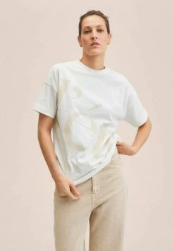 Mango PSTCLAIM - T-Shirt Print - Gebroken Wit | Damen