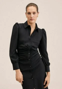 Mango Damen Blusenkleid - Schwarz -Mango Populaire Boutique 80d72a6162a948f89c0950e7ff8c0cea
