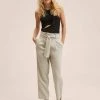 Mango AMPABELT - Stoffhose - Gris Clair Pastel | Damen