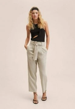 Mango AMPABELT - Stoffhose - Gris Clair Pastel | Damen