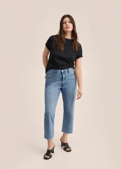 Mango Jeans Straight Leg - Mittelblau | Damen -Mango Populaire Boutique a5e9513474de4810abf7f8c4f7553dfc
