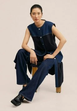 Mango Weste - Bleu Marine Fonce | Damen -Mango Populaire Boutique b5e518f8146444199444f2a7f238bb5e