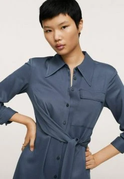 Mango Damen Blusenkleid - Bleu -Mango Populaire Boutique b9febf9f243f4d059230c3e31a172fc3