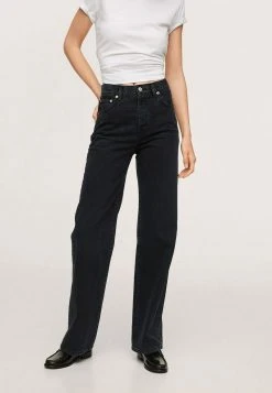 Mango Jeans Straight Leg - Black Denim | Damen