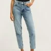 Mango Damen Jeans Tapered Fit - Bleu Moyen