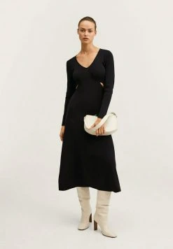 Mango AGNES - Strickkleid - Schwarz | Damen