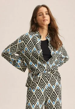 Mango Damen ROMBO - Hemdbluse - Black Beige Blue
