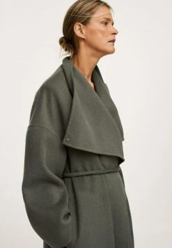 Mango Damen Klassischer Mantel - Kaki -Mango Populaire Boutique e61f1b8deb8640bd9714a7d556565be2