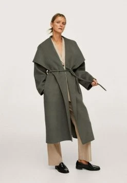 Mango Damen Klassischer Mantel - Kaki -Mango Populaire Boutique f2269800f1d743a399ac893bbe97a716