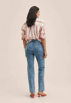 Mango PAISLEY - Jeans Straight Leg - Bleu Moyen | Damen -Mango Populaire Boutique ff716b3c1c2042ad904e81d090aacf90